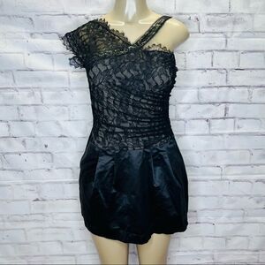 Bcbgmaxazria stunning lace/ Sequins Asymmetrical dress with pockets